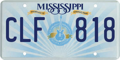 MS license plate CLF818
