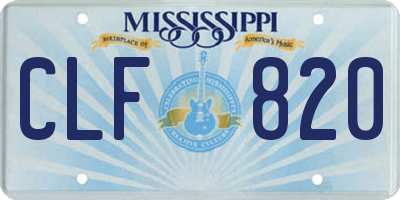 MS license plate CLF820