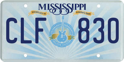 MS license plate CLF830
