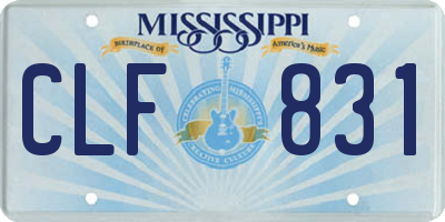 MS license plate CLF831