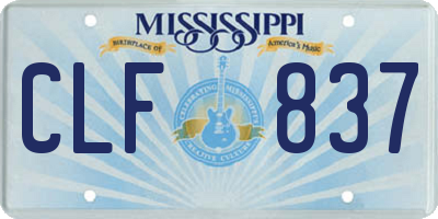 MS license plate CLF837