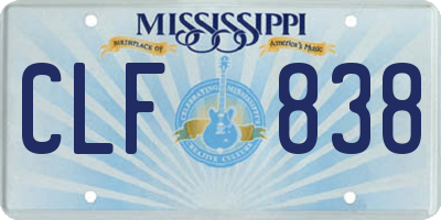 MS license plate CLF838