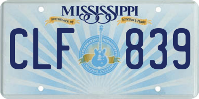 MS license plate CLF839