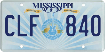 MS license plate CLF840