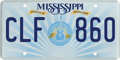 MS license plate CLF860