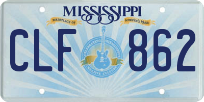 MS license plate CLF862