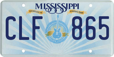 MS license plate CLF865