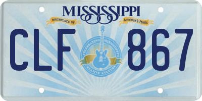 MS license plate CLF867