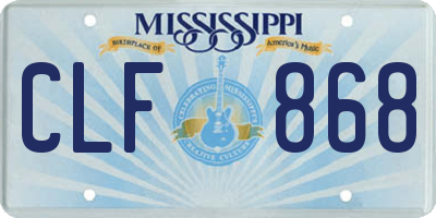 MS license plate CLF868
