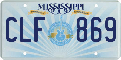 MS license plate CLF869