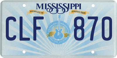 MS license plate CLF870