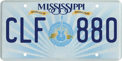 MS license plate CLF880