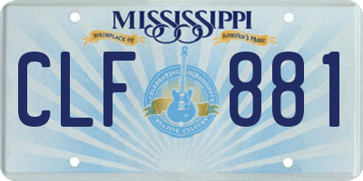 MS license plate CLF881