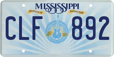 MS license plate CLF892