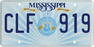 MS license plate CLF919