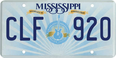 MS license plate CLF920