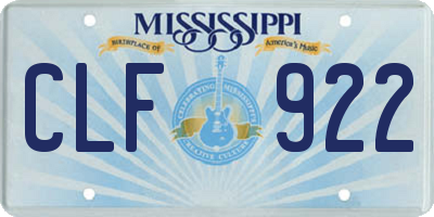 MS license plate CLF922