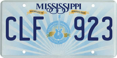 MS license plate CLF923