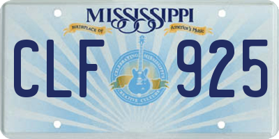MS license plate CLF925