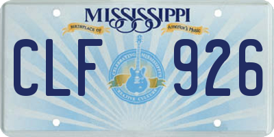 MS license plate CLF926