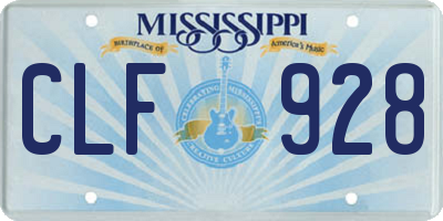 MS license plate CLF928