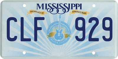 MS license plate CLF929