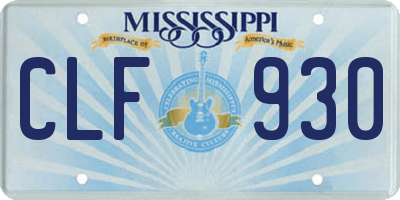 MS license plate CLF930