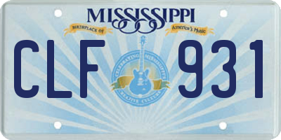 MS license plate CLF931
