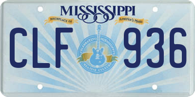 MS license plate CLF936