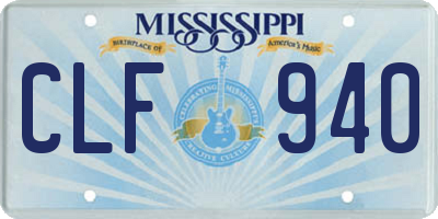 MS license plate CLF940