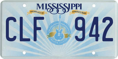 MS license plate CLF942