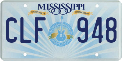 MS license plate CLF948