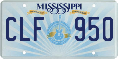 MS license plate CLF950