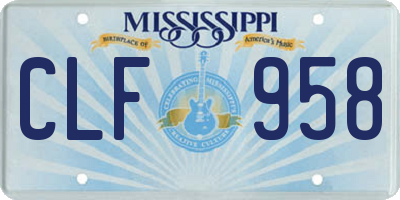 MS license plate CLF958