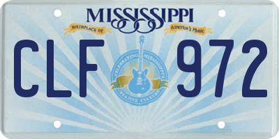 MS license plate CLF972