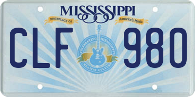 MS license plate CLF980