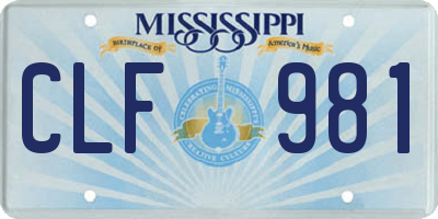MS license plate CLF981