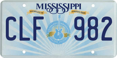 MS license plate CLF982