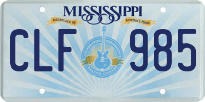 MS license plate CLF985