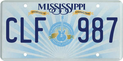 MS license plate CLF987