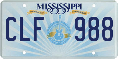 MS license plate CLF988