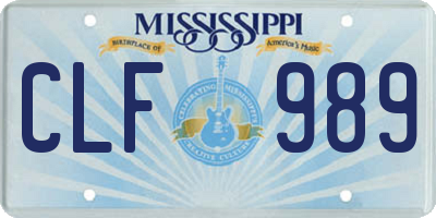 MS license plate CLF989
