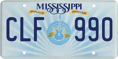 MS license plate CLF990
