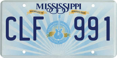 MS license plate CLF991
