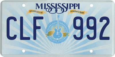 MS license plate CLF992