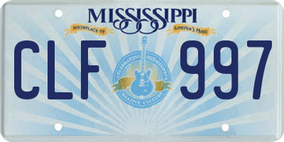 MS license plate CLF997