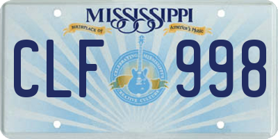 MS license plate CLF998