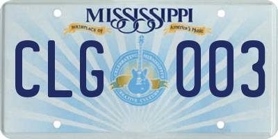 MS license plate CLG003