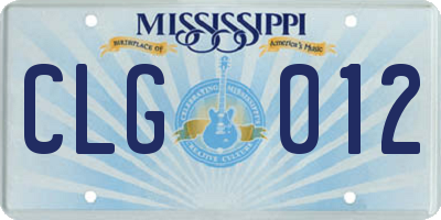 MS license plate CLG012