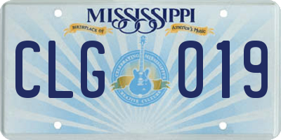 MS license plate CLG019